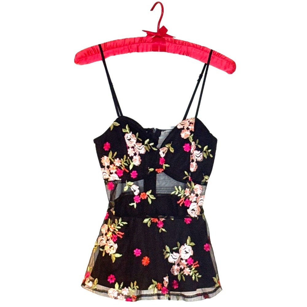 Y2K CHARLOTTE RUSSE XS Sheer Embroidered Bustier Top Coquette Whimsigoth Fairy
